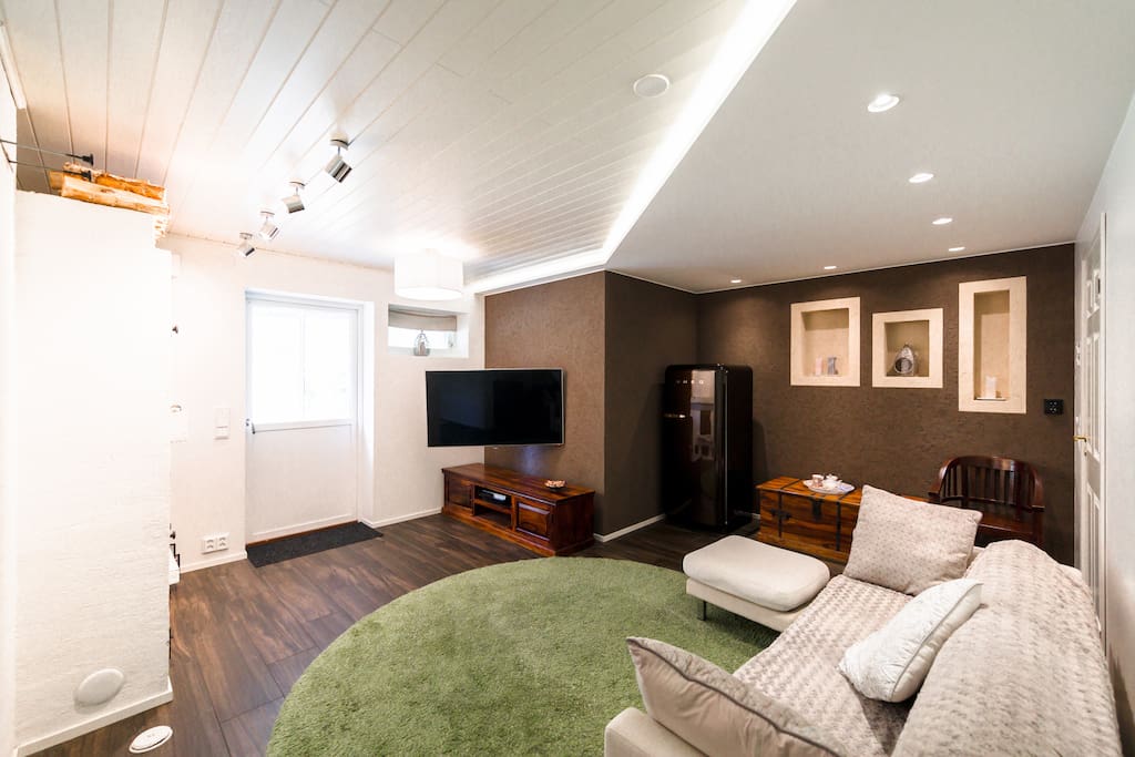 Fire place and TV room for guests
