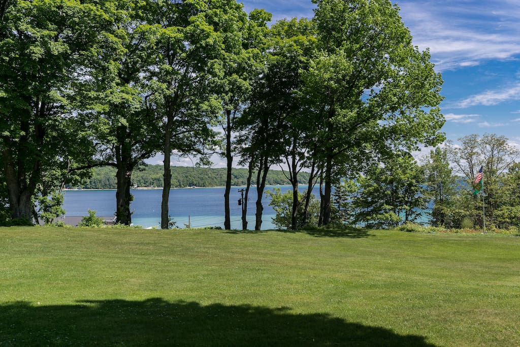 our lawn overlooking Lake Michigan