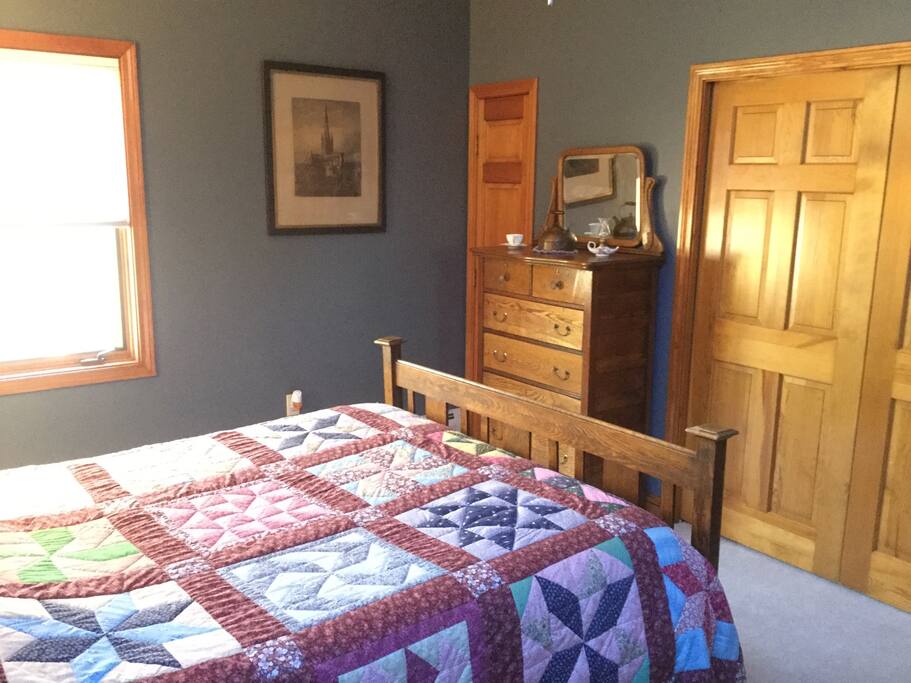 Antique oak tall dresser with mirror.