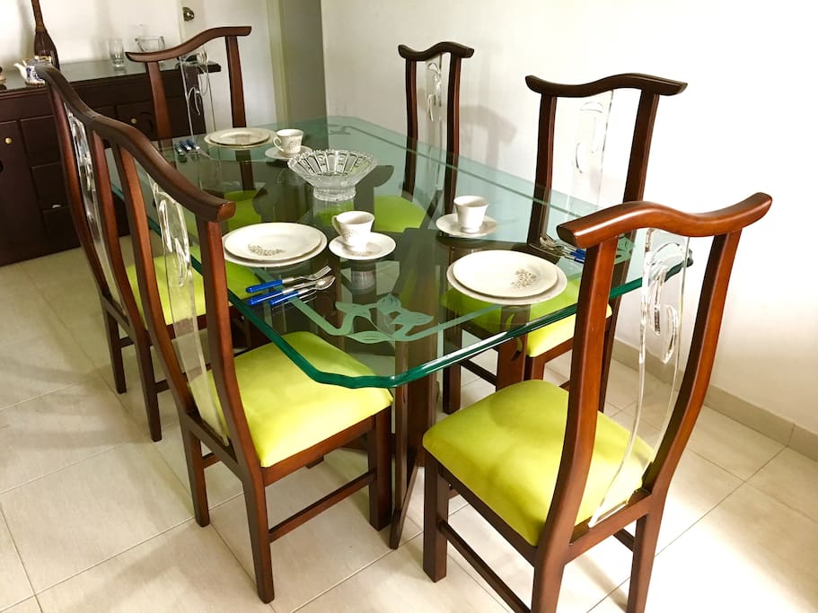 Dining table with six seats