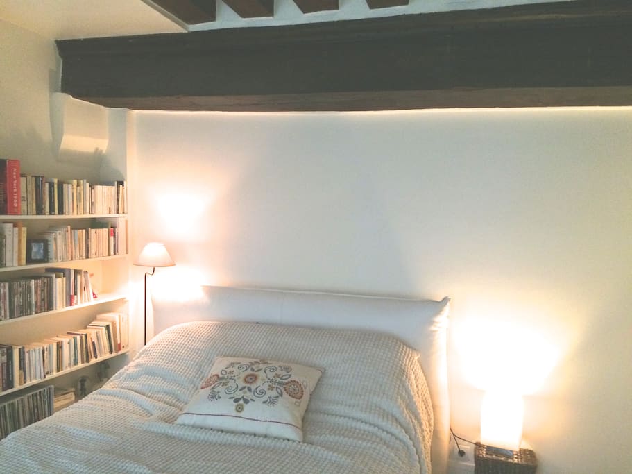 Cozy bedroom with large and comfy bed