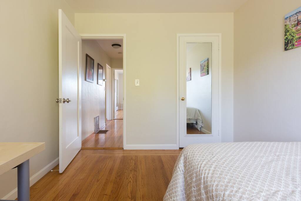 Bedroom with full sized bed.