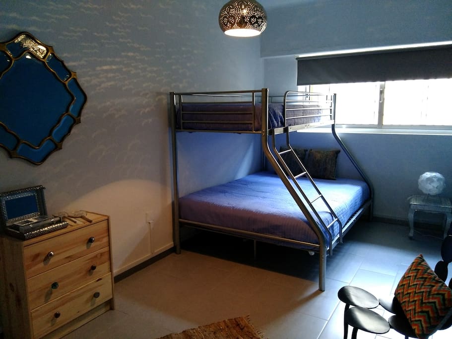 Bedroom with Bunk bed (couple bed down + single bed up)