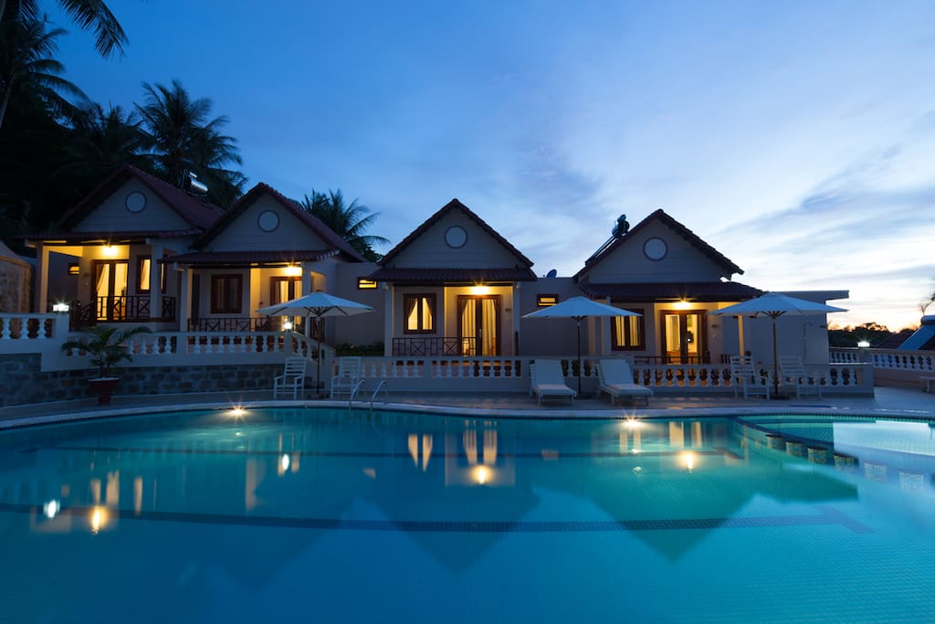 Swimming pool at night