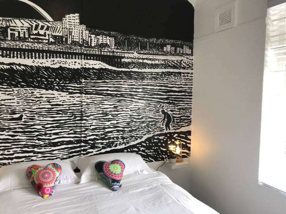 The 2nd bedroom again with it’s striking skyline of Durban