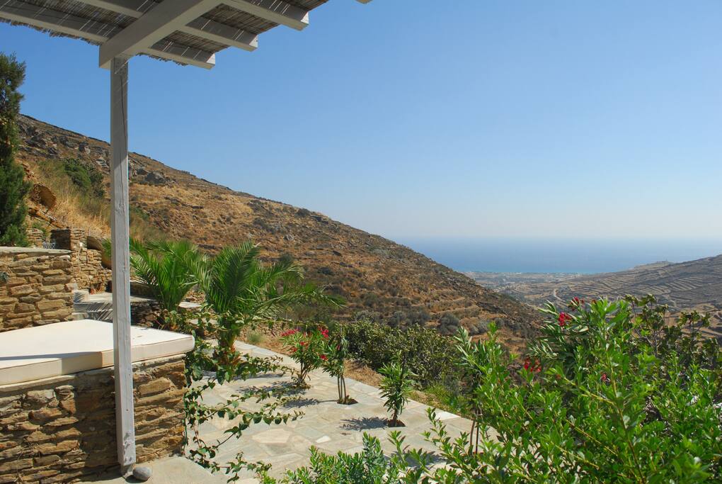 Private terrace and view of sea and valley