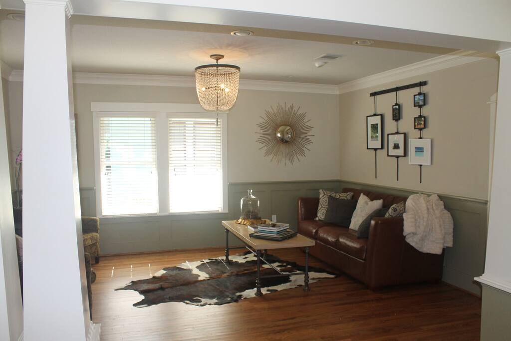 Leather Couch is also a fold out bed with comfortable memory foam mattress