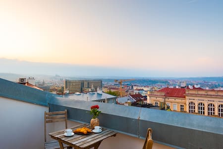 Rooftop studio *Old Prague view* terrace with A/C