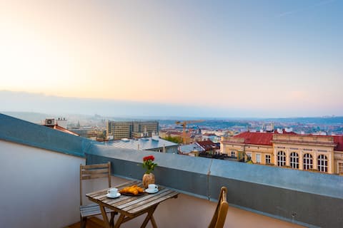 Old Prague View Rooftop Studio with A/C
