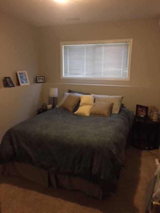 Bedroom with comfy queen bed and large closet.