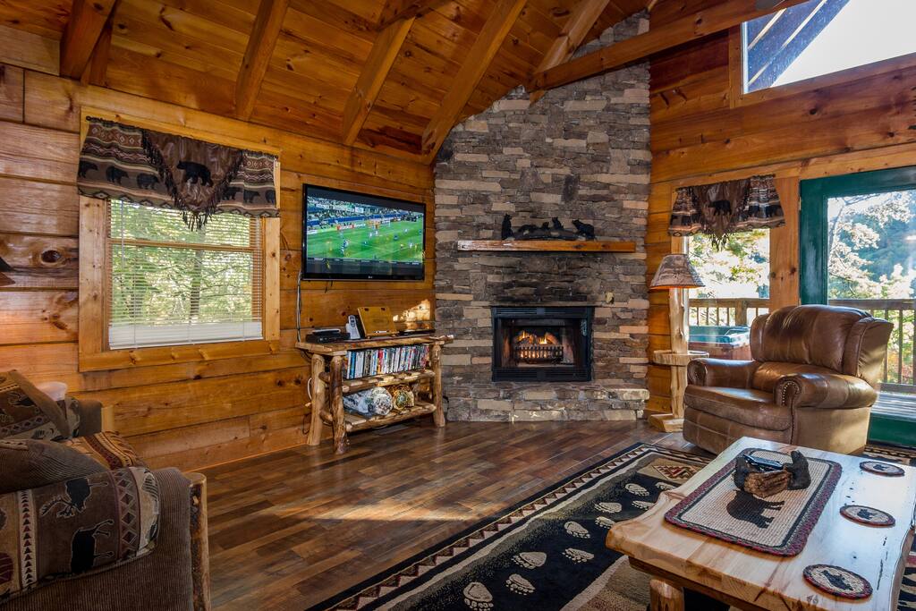 This Beautiful Living Room Has A Leather Reclining Chair, Loveseat, & A Sofabed.