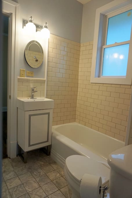 Shower and a tub.