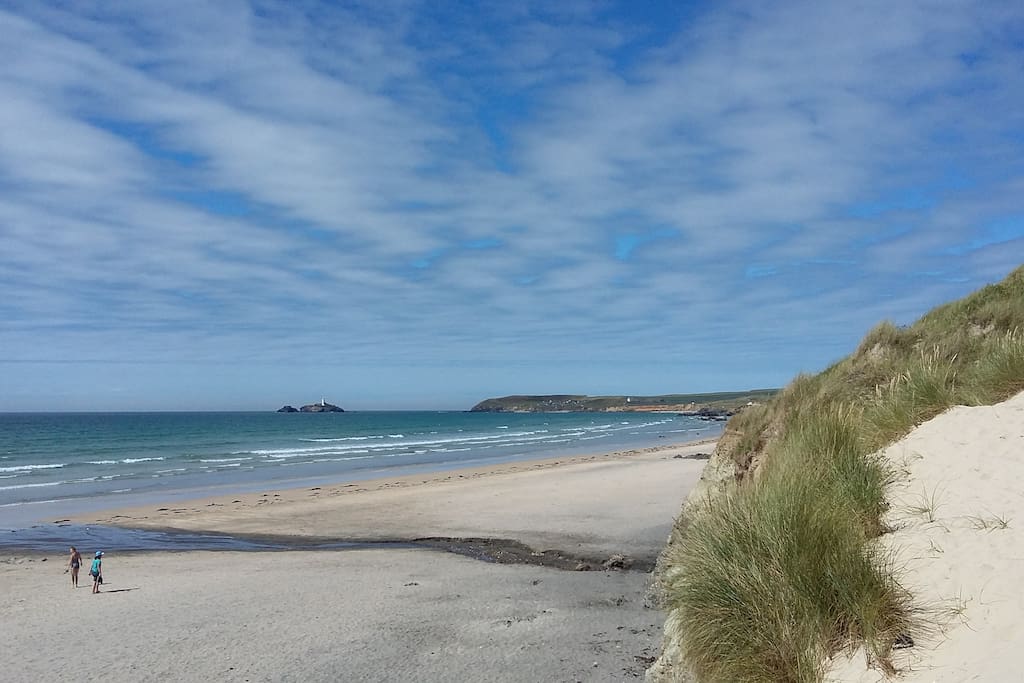 View across the beach to Godrevy lighthouse