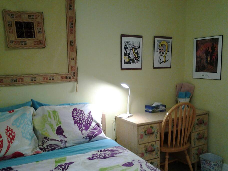 The bed is high enough that you are able to put your luggage under the bed.