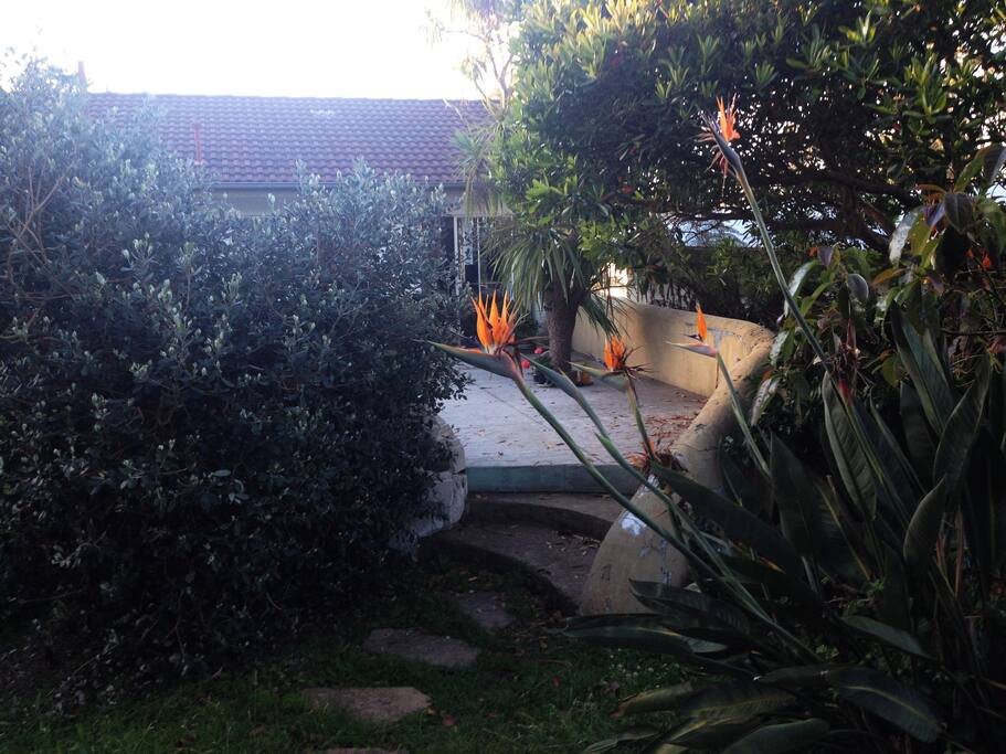 Three steps up to front deck and entrance.