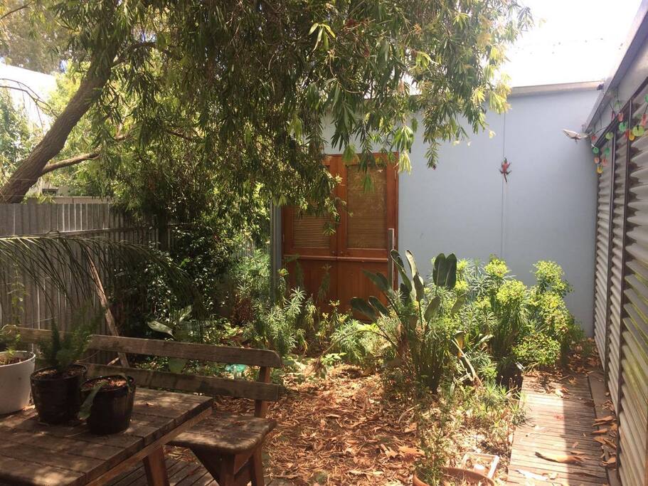 Private yard with view from the lounge