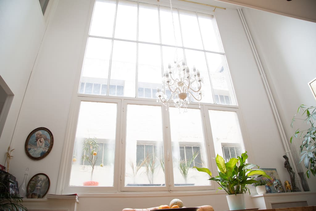 The apartment is an old atelier d'artiste and the window goes 5m high. There's a lot of natural light.