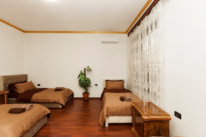 Third floor / room no. 4 • five single beds • for five people • balcony • air conditioner 