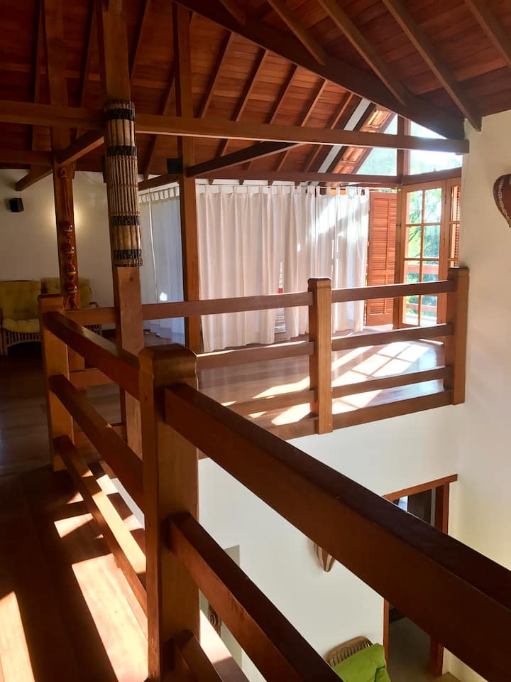 Enjoyment on the mezzanine for privacy - another side / Second curtained area upstairs.