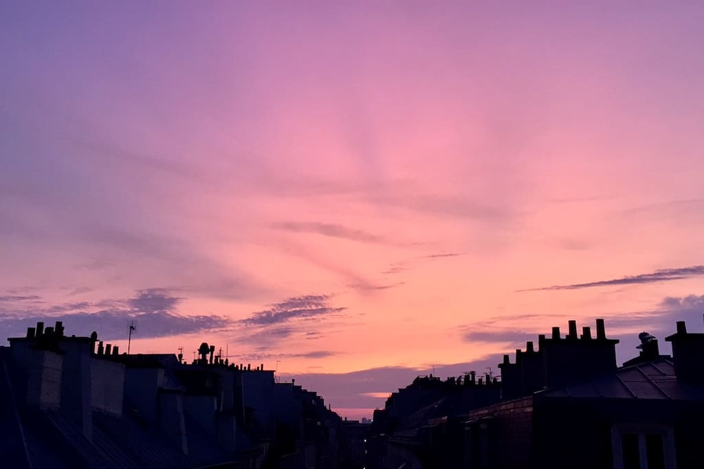 Vue de l'appartement / coucher de soleil