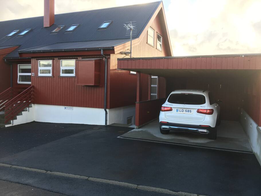 In front of the house