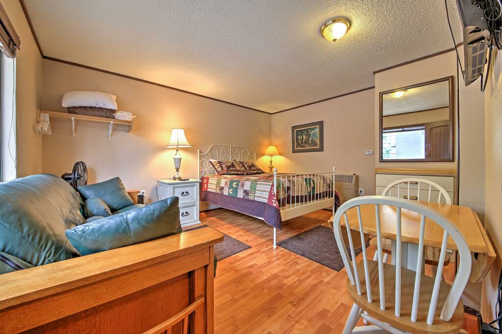 The interior is cozy and well-appointed.