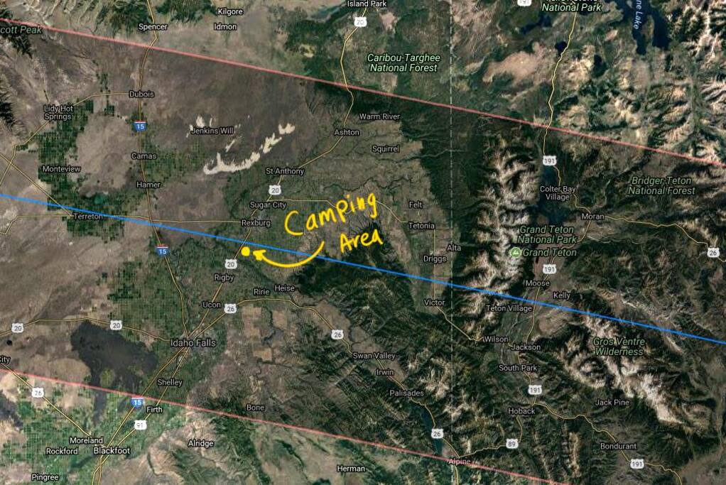 Best spot possible, just a half mile from dead center of the path of totality.