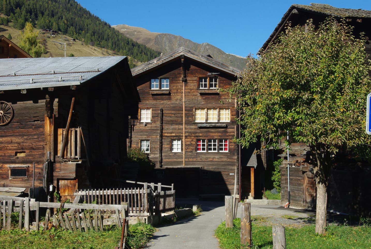 Summer view of the house. The flat is on the first floor in this charming house