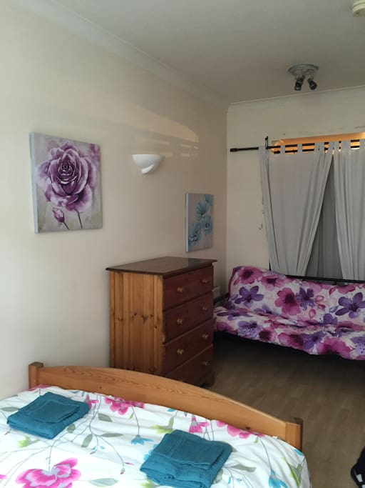 Bedroom 1: Double Bed, Sofa Bed & Desk