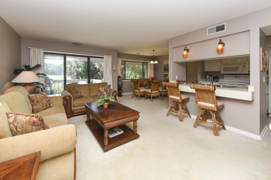 Open Floor Plan Dining and Family Rooms