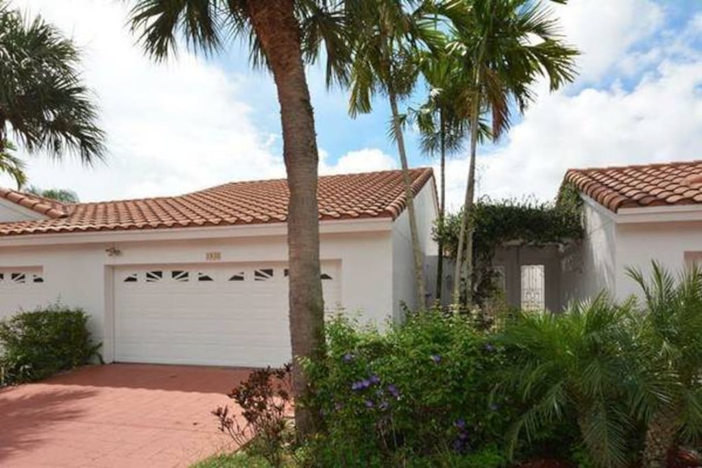 Two car garage with washer and dryer