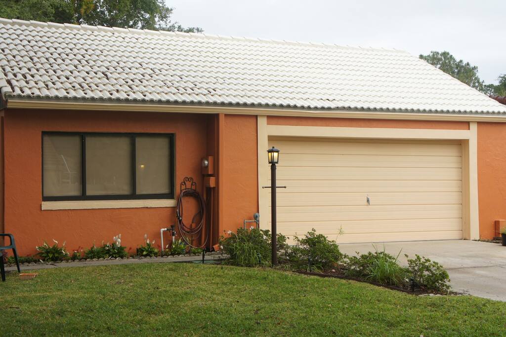 Street side with garage