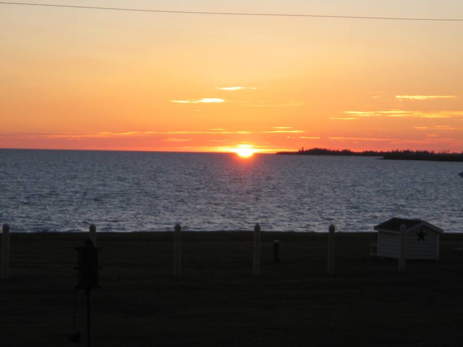 View from cottage at sunset