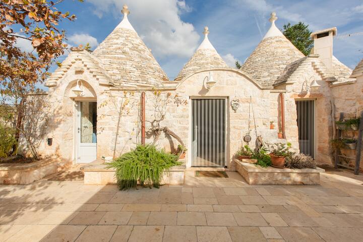 typical trulli in the quiet country