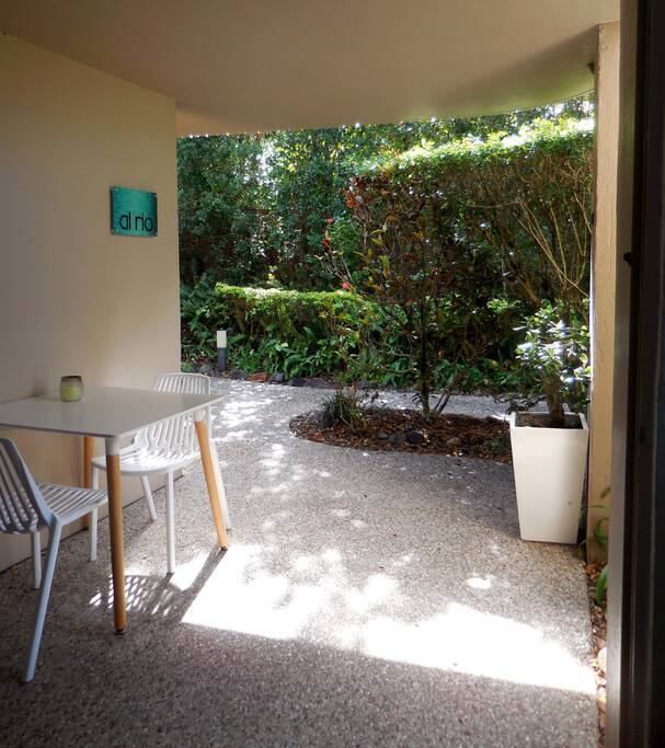 Sunny private entry courtyard