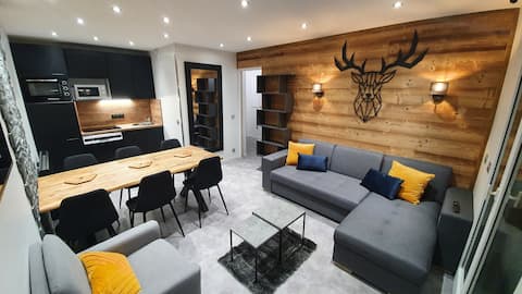 Duplex 6 people, at the foot of the slopes, south-facing