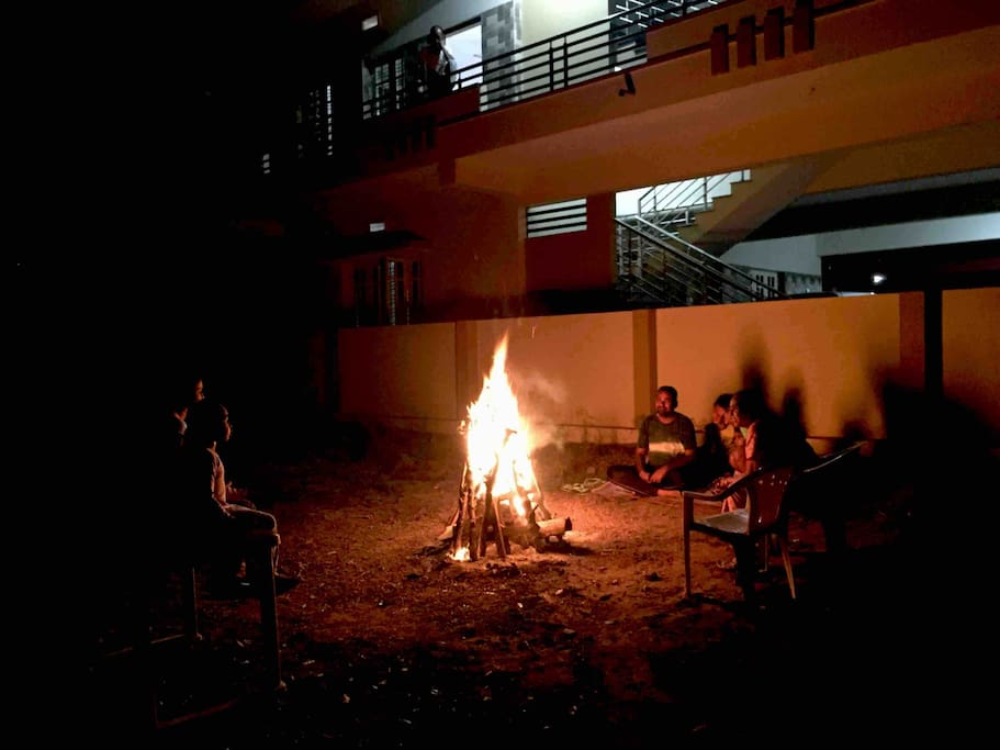 Guests enjoying camp fire...