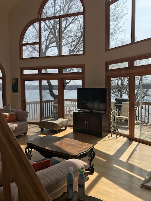 Living room with amazing lake views!