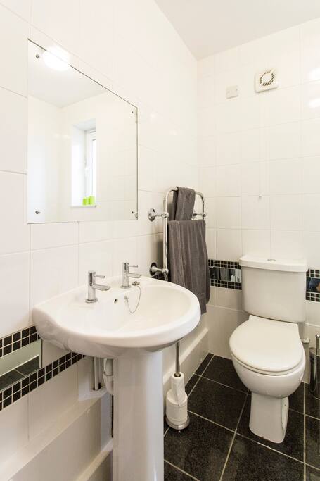 Bathroom. Towels provided.