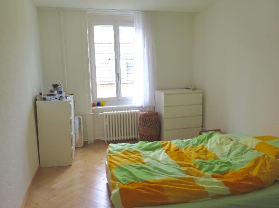 the bigger bedroom of two