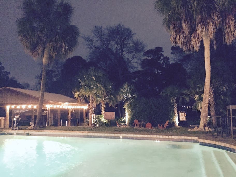The backyard at night