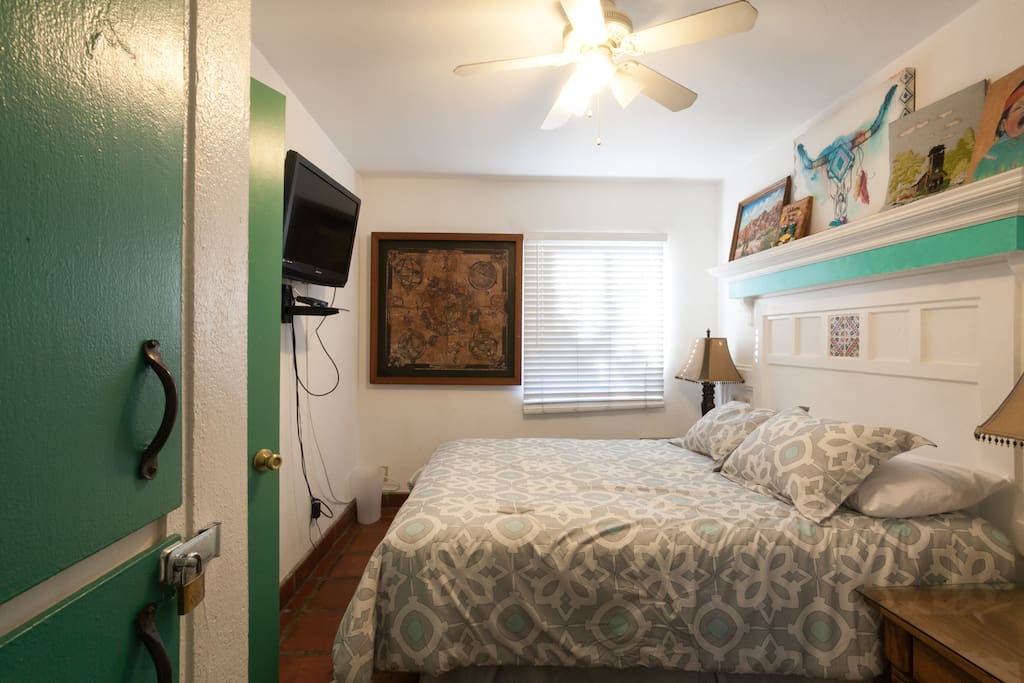Enjoy privacy of closing door between bedroom and living room.