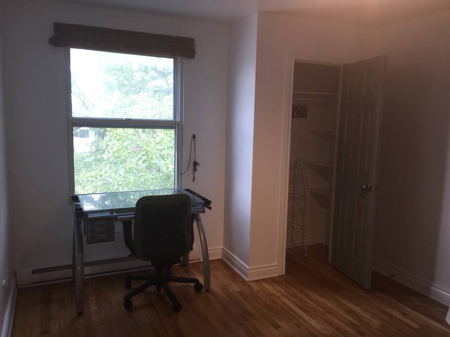 Private bedroom 1, closet and desk.