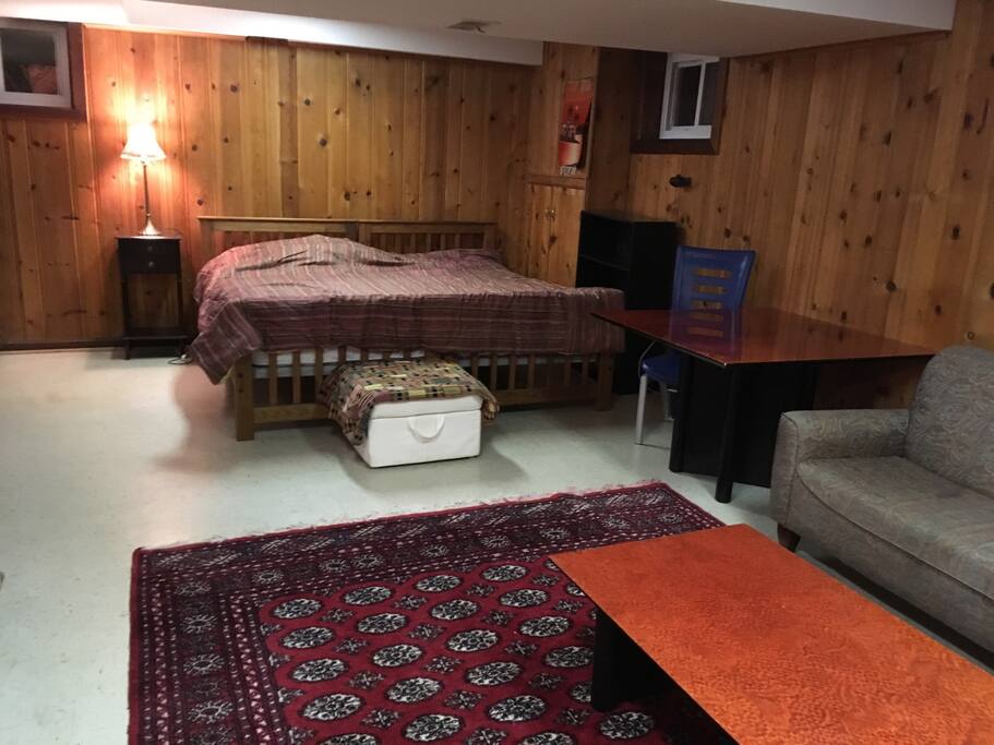 King bed; dining nook ; Sofa in living room