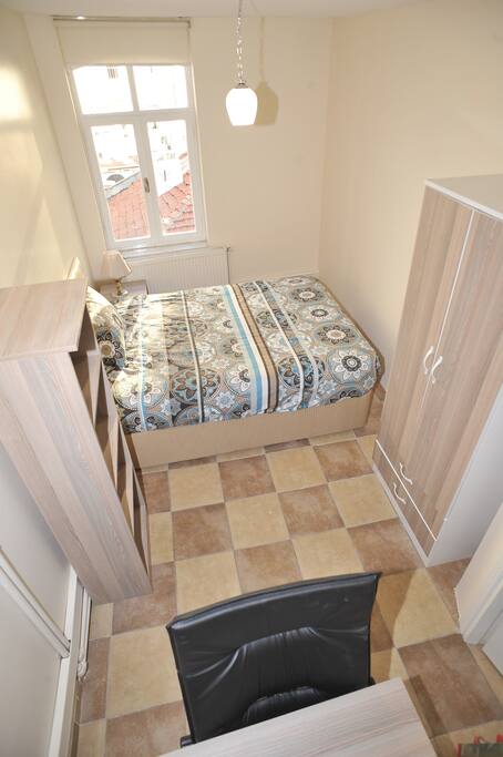 About the Room:
Room is approximetally 10 m2
The room has all essential equipments:
1 DOUBLE BED, 1 table, 1 big wardrobe, carpet, curtain, 1 bed side table, 1 big book shelf, and 1 office chair etc. You can check on the photos.