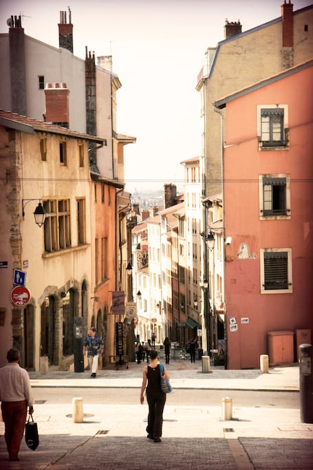 Shops and boutiques in the lovely Croix Rousse neighborhood of Lyon.
