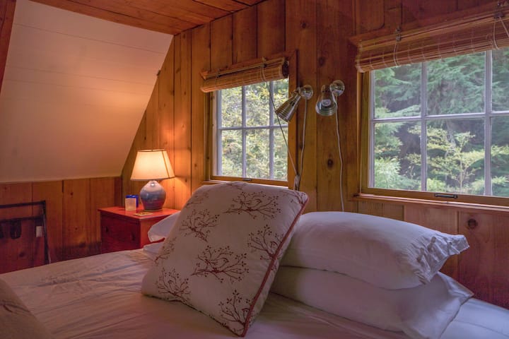 The loft is like sleeping in a treehouse.