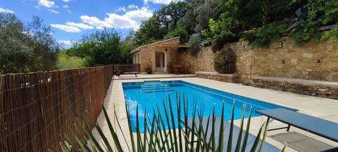 Warm cottage with pool and panoramic view