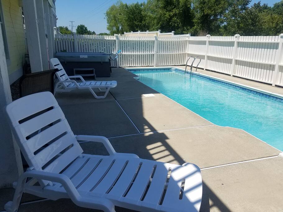 Lounge chairs by the pool