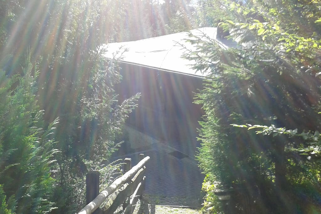 Morgensonne an der Hütte